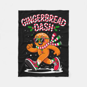 Christmas Gingerbread Dash Running Runner Xmas Mar Fleece Blanket