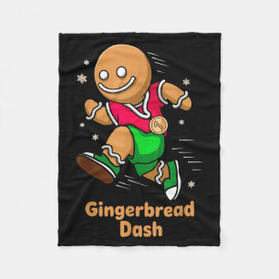 Christmas Gingerbread Dash Running Runner Xmas Mar Fleece Blanket
