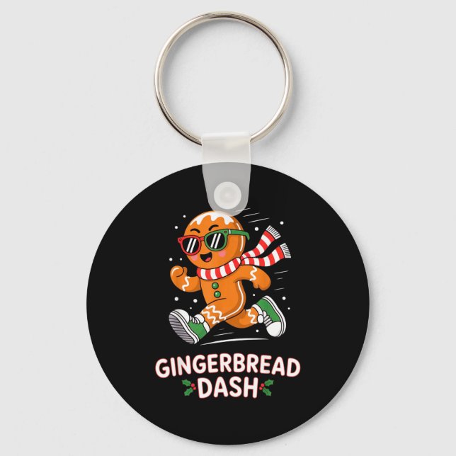 Christmas Gingerbread Dash Running Runner Xmas Mar Key Ring (Front)