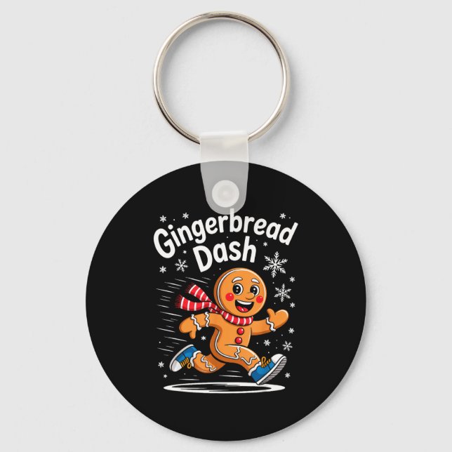 Christmas Gingerbread Dash Running Runner Xmas Mar Key Ring (Front)