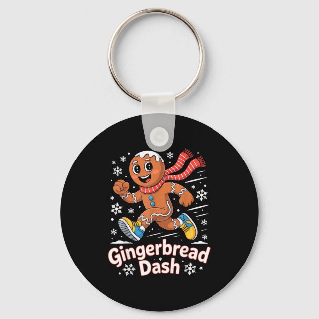 Christmas Gingerbread Dash Running Runner Xmas Mar Key Ring (Front)