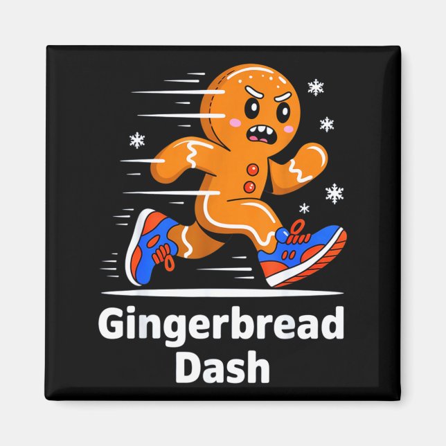 Christmas Gingerbread Dash Running Runner Xmas Mar Magnet (Front)