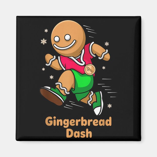 Christmas Gingerbread Dash Running Runner Xmas Mar Magnet (Front)