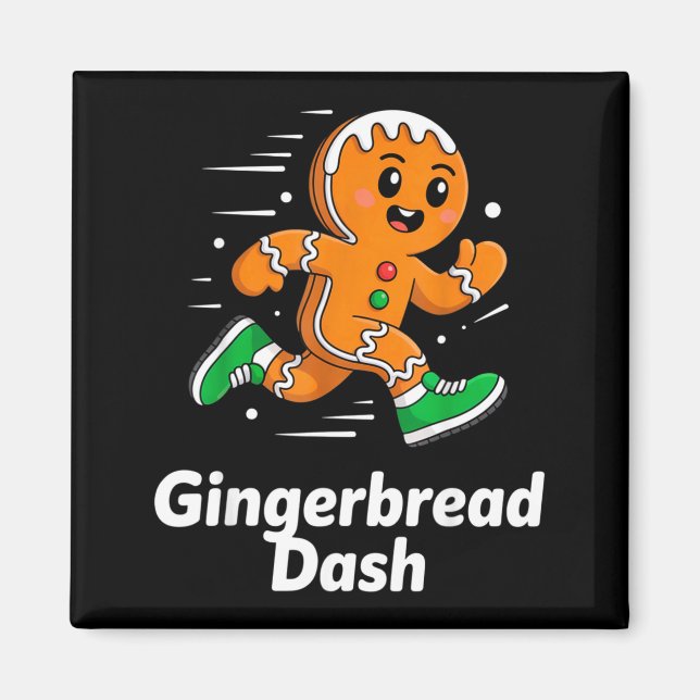 Christmas Gingerbread Dash Running Runner Xmas Mar Magnet (Front)