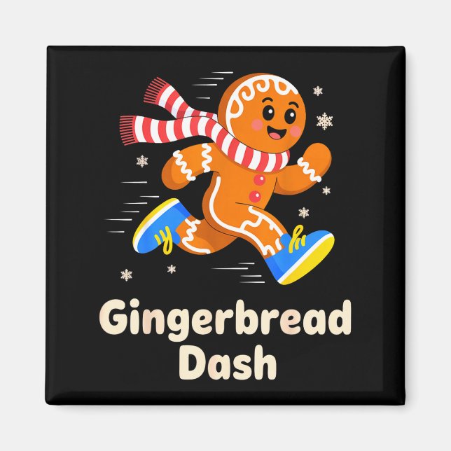 Christmas Gingerbread Dash Running Runner Xmas Mar Magnet (Front)
