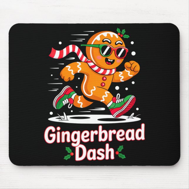 Christmas Gingerbread Dash Running Runner Xmas Mar Mouse Mat (Front)