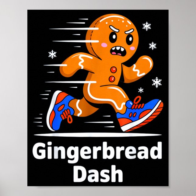 Christmas Gingerbread Dash Running Runner Xmas Mar Poster (Front)