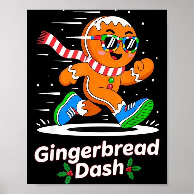 Christmas Gingerbread Dash Running Runner Xmas Mar Poster (Front)