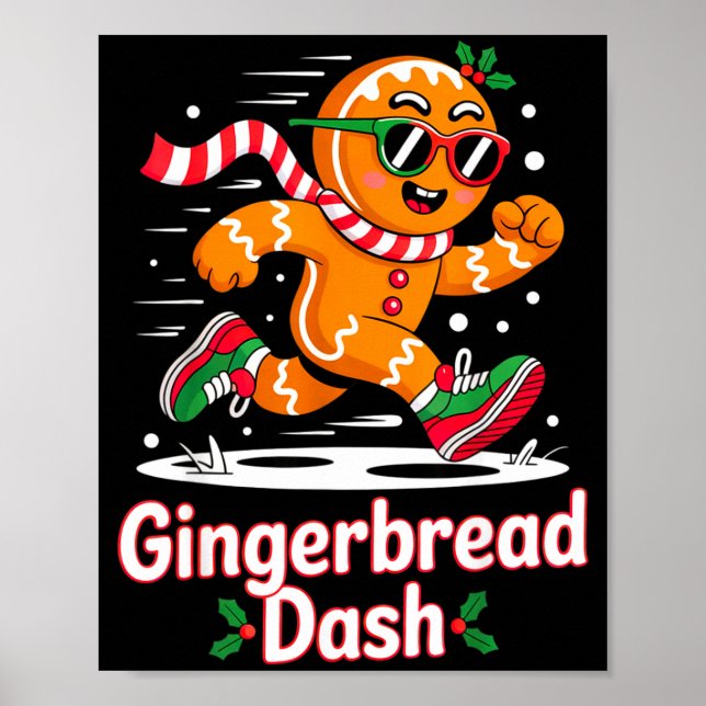 Christmas Gingerbread Dash Running Runner Xmas Mar Poster (Front)