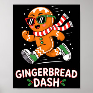 Christmas Gingerbread Dash Running Runner Xmas Mar Poster