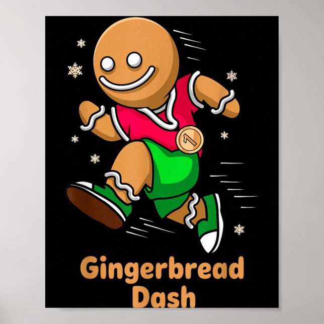 Christmas Gingerbread Dash Running Runner Xmas Mar Poster (Front)