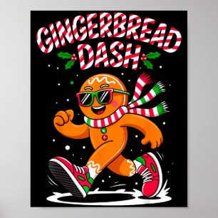 Christmas Gingerbread Dash Running Runner Xmas Mar Poster