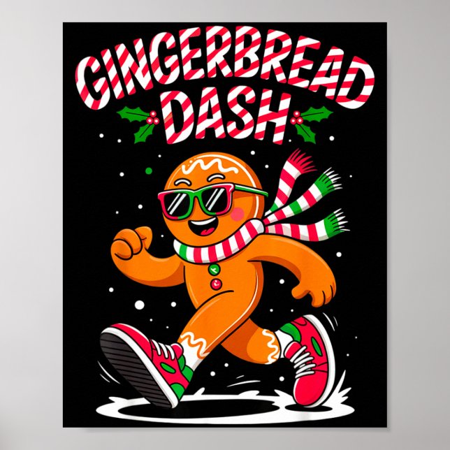 Christmas Gingerbread Dash Running Runner Xmas Mar Poster (Front)