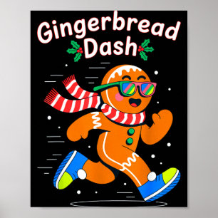 Christmas Gingerbread Dash Running Runner Xmas Mar Poster