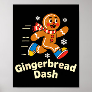 Christmas Gingerbread Dash Running Runner Xmas Mar Poster