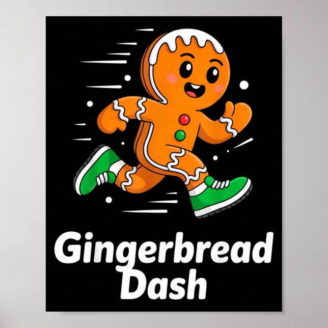 Christmas Gingerbread Dash Running Runner Xmas Mar Poster (Front)