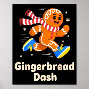Christmas Gingerbread Dash Running Runner Xmas Mar Poster