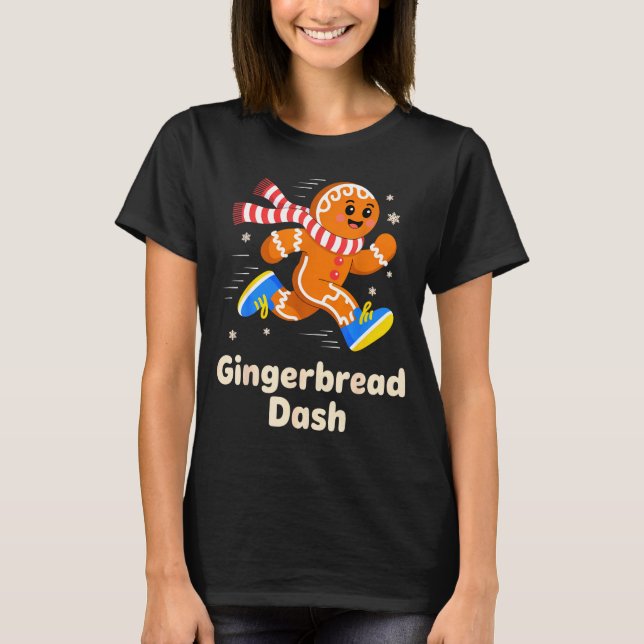Christmas Gingerbread Dash Running Runner Xmas Mar T-Shirt (Front)