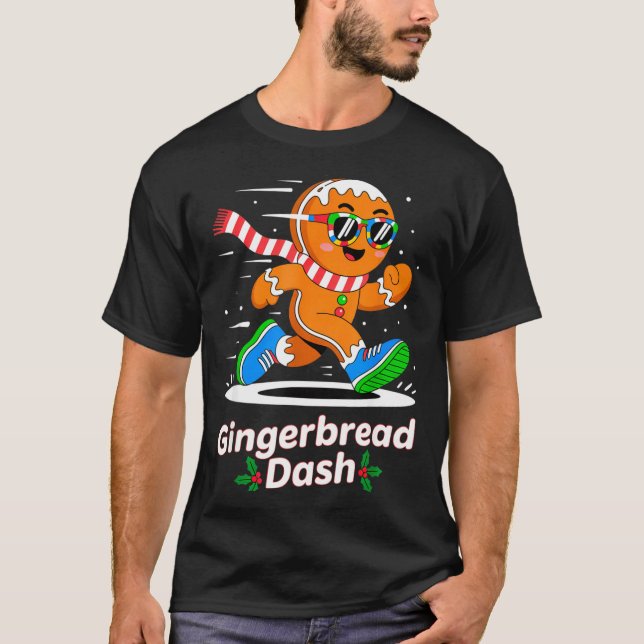 Christmas Gingerbread Dash Running Runner Xmas Mar T-Shirt (Front)