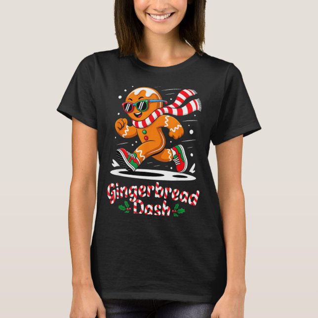Christmas Gingerbread Dash Running Runner Xmas Mar T-Shirt (Front)