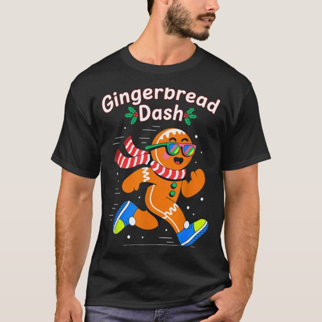 Christmas Gingerbread Dash Running Runner Xmas Mar T-Shirt (Front)