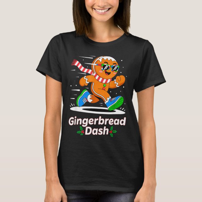 Christmas Gingerbread Dash Running Runner Xmas Mar T-Shirt (Front)