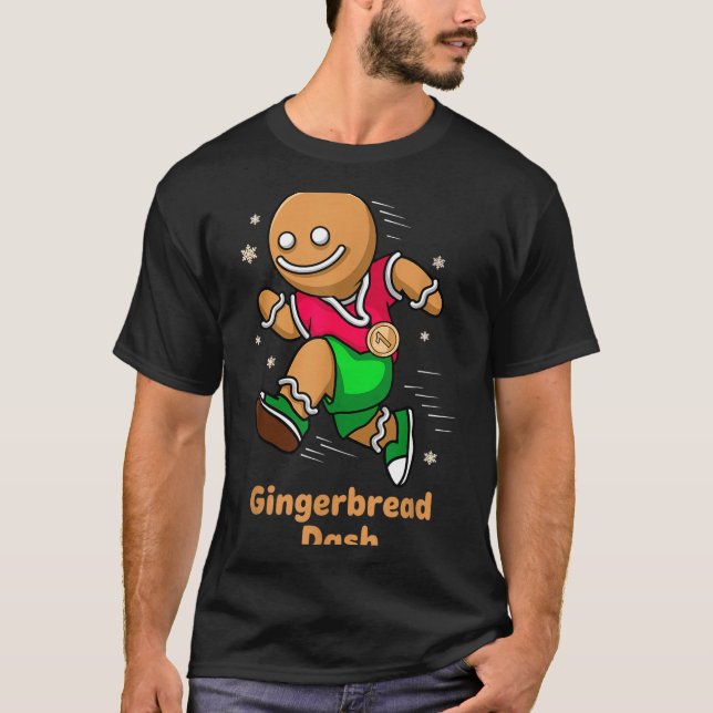 Christmas Gingerbread Dash Running Runner Xmas Mar T-Shirt (Front)