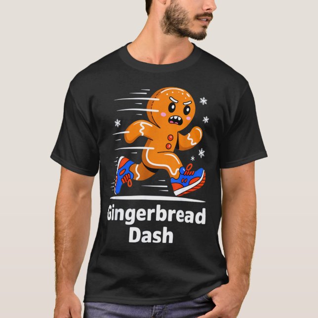 Christmas Gingerbread Dash Running Runner Xmas Mar T-Shirt (Front)