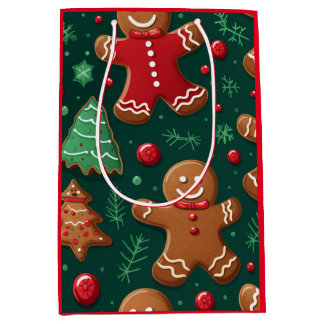 Christmas Gingerbread Design Medium Gift Bag