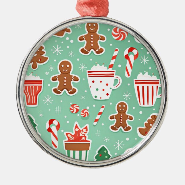 Christmas Gingerbread design Metal Tree Decoration (Front)