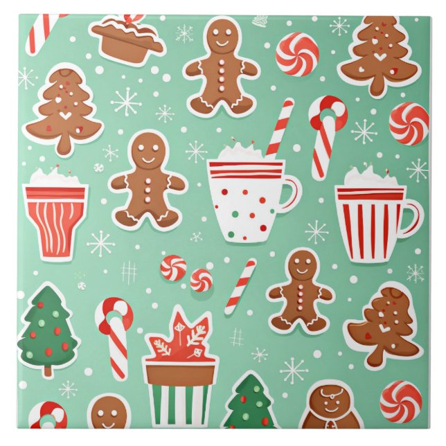 Christmas Gingerbread design Tile (Front)