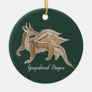 Christmas Gingerbread Dragon. Ceramic Tree Decoration