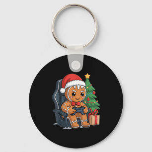 Christmas Gingerbread Gamer Chair Holiday Gaming B Key Ring