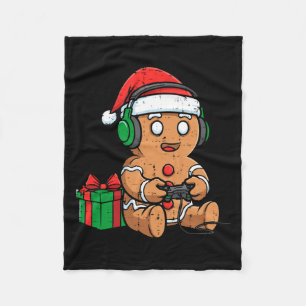 Christmas Gingerbread Gamer Xmas Gaming Boys Kids  Fleece Blanket