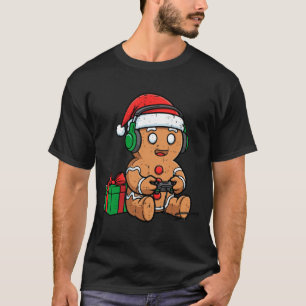 Christmas Gingerbread Gamer Xmas Gaming Boys Kids  T-Shirt
