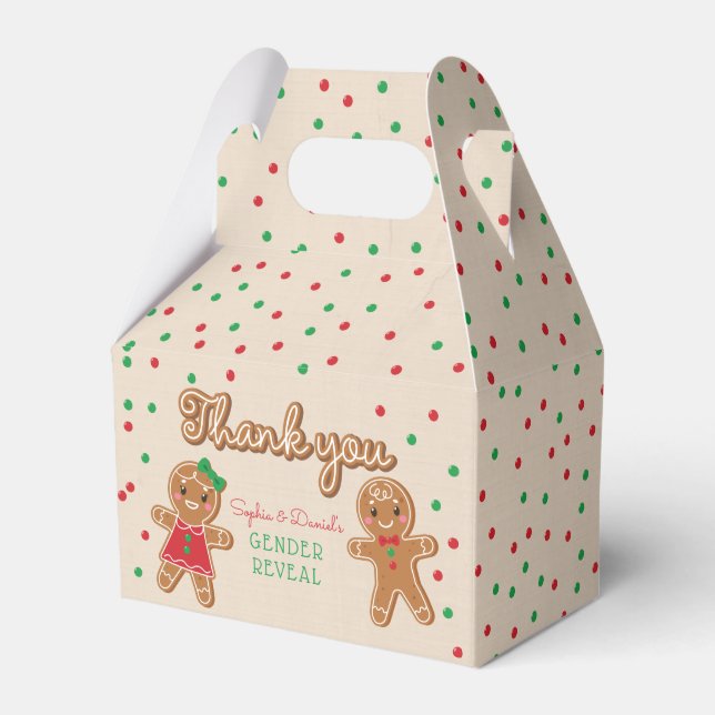 Christmas Gingerbread Gender Reveal Favour Box (Front Side)
