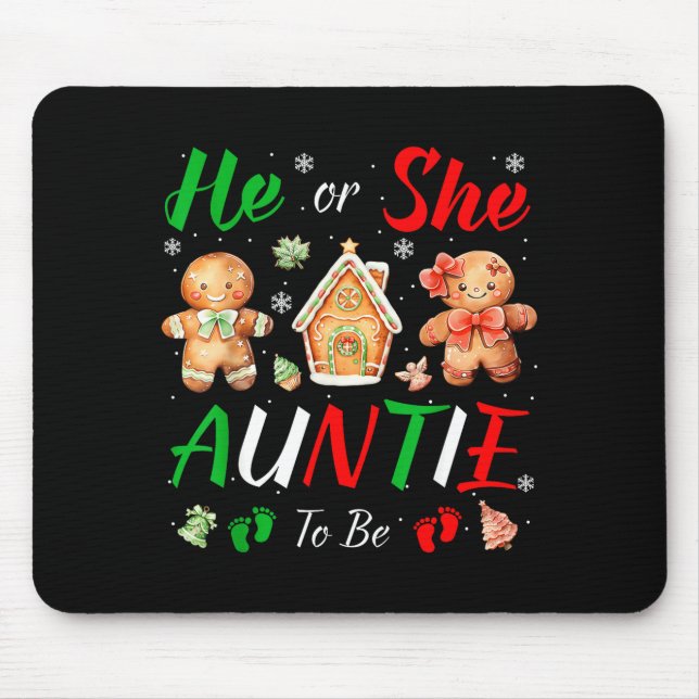 Christmas Gingerbread Gender Reveal He Or She Aunt Mouse Mat (Front)
