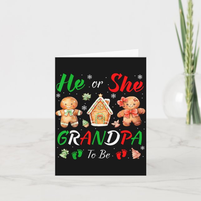 Christmas Gingerbread Gender Reveal He Or She Gran Card (Front)