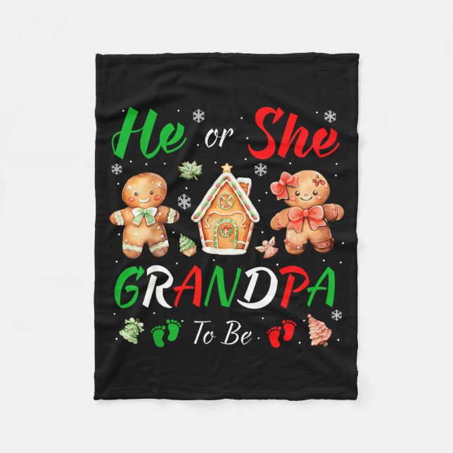 Christmas Gingerbread Gender Reveal He Or She Gran Fleece Blanket (Front)