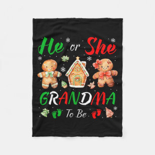 Christmas Gingerbread Gender Reveal He Or She Gran Fleece Blanket