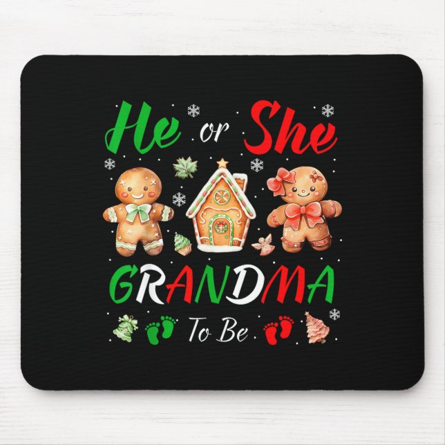Christmas Gingerbread Gender Reveal He Or She Gran Mouse Mat (Front)