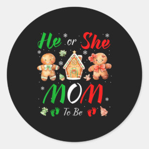 Christmas Gingerbread Gender Reveal He Or She Mom Classic Round Sticker