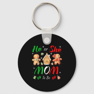 Christmas Gingerbread Gender Reveal He Or She Mom Key Ring