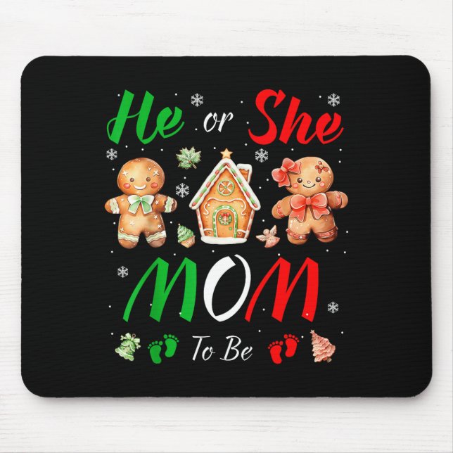 Christmas Gingerbread Gender Reveal He Or She Mom  Mouse Mat (Front)