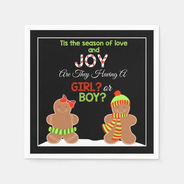 Christmas Gingerbread Gender Reveal Napkins (Front)
