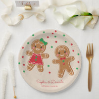 Christmas Gingerbread Gender Reveal Paper Plate