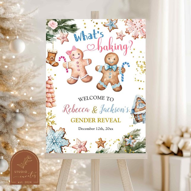 Christmas Gingerbread Gender Reveal Welcome Sign (Creator Uploaded)