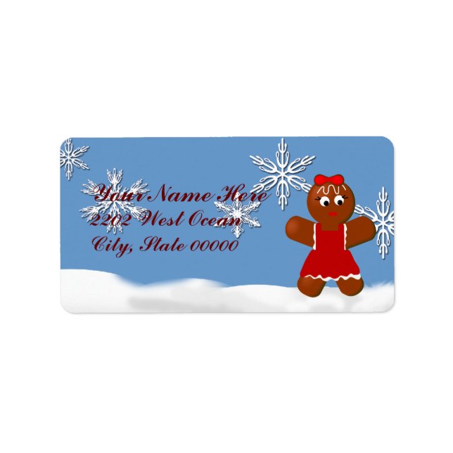 Christmas Gingerbread Girl Address Label (Front)