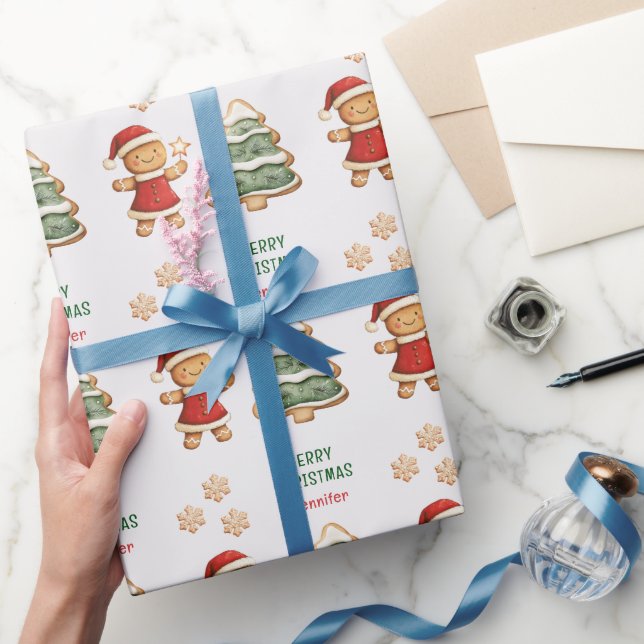 Christmas Gingerbread Girl Personalised Wrapping Paper (Gifting)