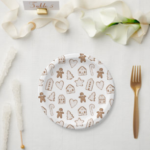 Christmas gingerbread holiday cookies paper plate